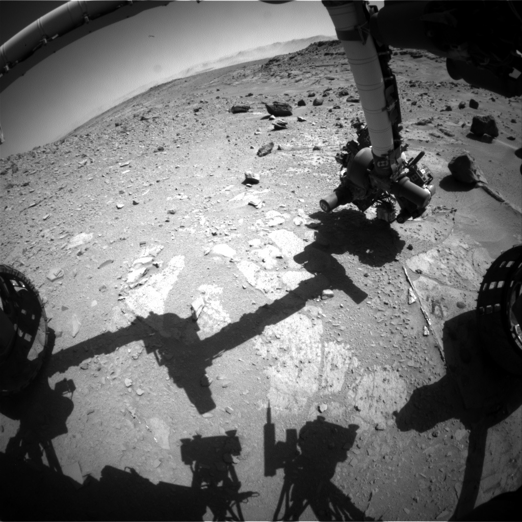 Nasa's Mars rover Curiosity acquired this image using its Front Hazard Avoidance Camera (Front Hazcam) on Sol 538, at drive 366, site number 26