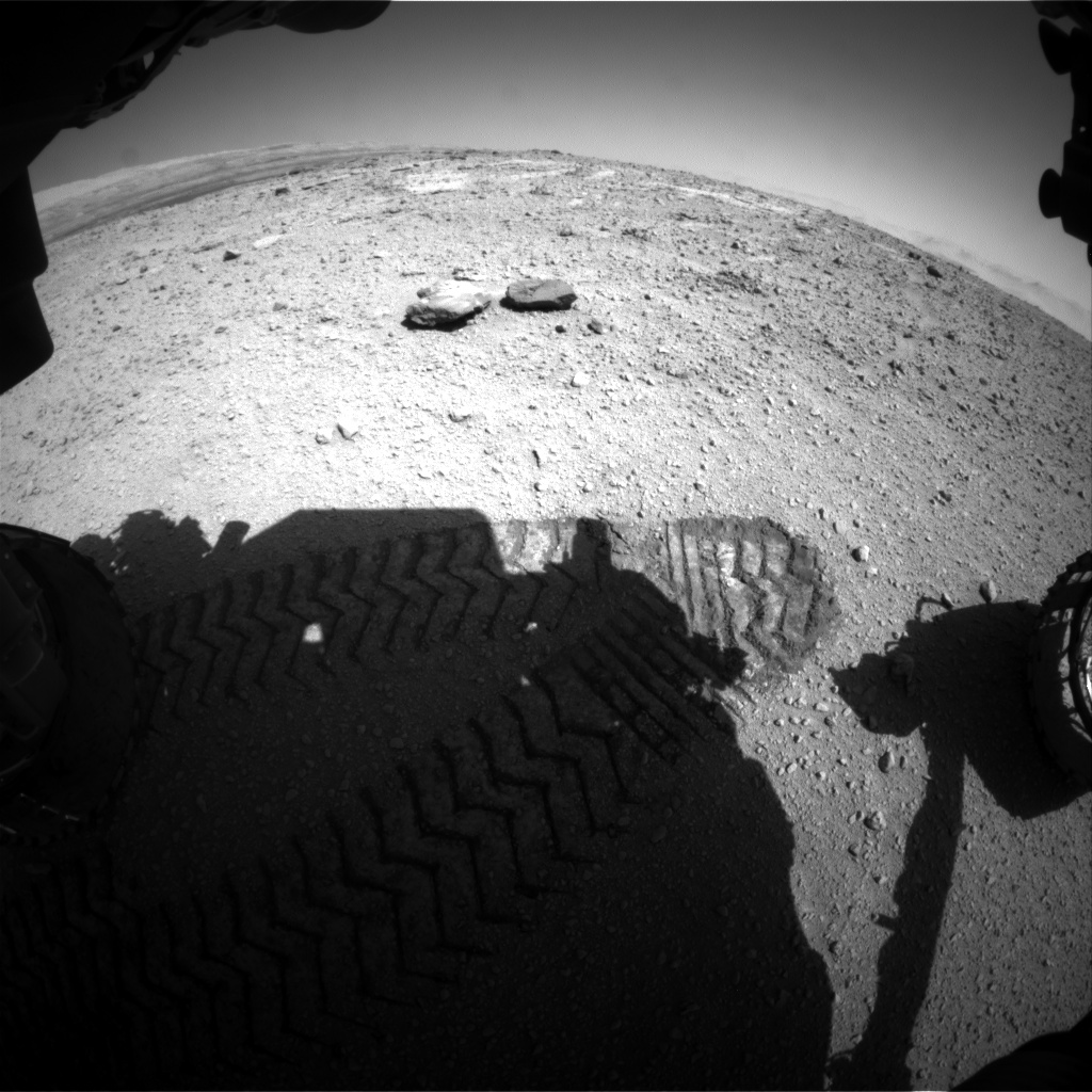 Nasa's Mars rover Curiosity acquired this image using its Front Hazard Avoidance Camera (Front Hazcam) on Sol 542, at drive 1102, site number 26