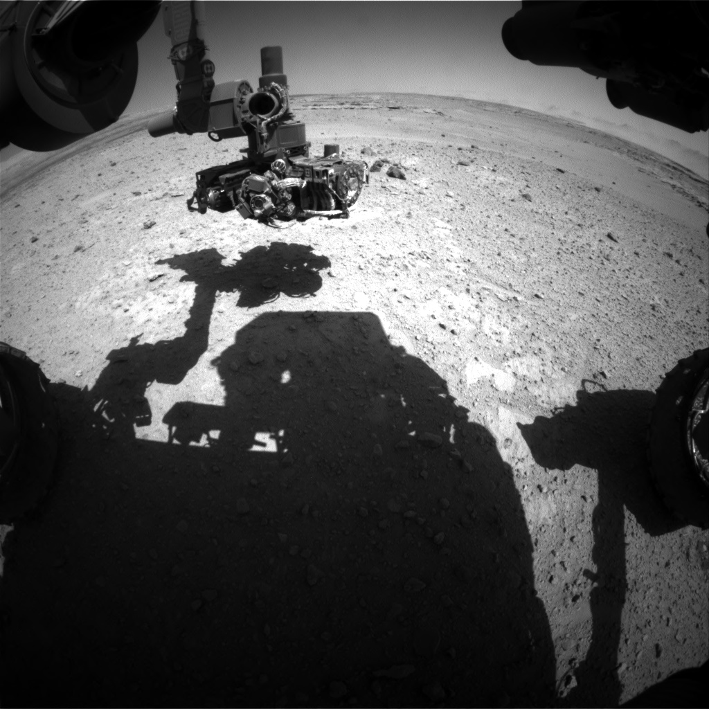 Nasa's Mars rover Curiosity acquired this image using its Front Hazard Avoidance Camera (Front Hazcam) on Sol 547, at drive 24, site number 27