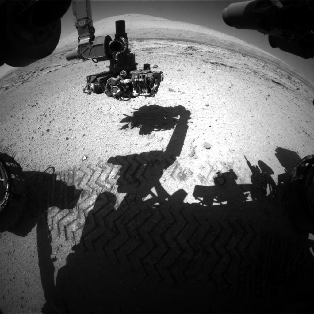Nasa's Mars rover Curiosity acquired this image using its Front Hazard Avoidance Camera (Front Hazcam) on Sol 549, at drive 968, site number 27