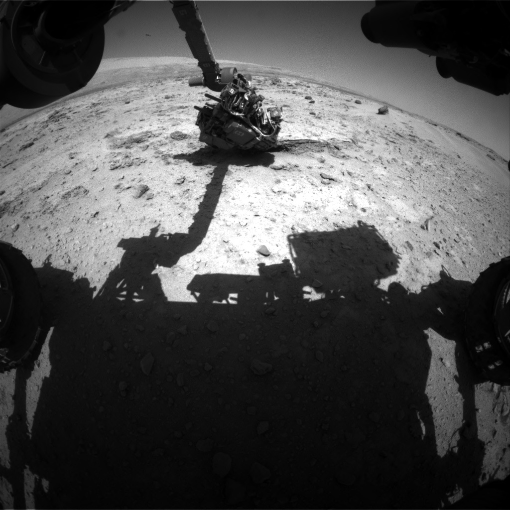 Nasa's Mars rover Curiosity acquired this image using its Front Hazard Avoidance Camera (Front Hazcam) on Sol 550, at drive 1004, site number 27