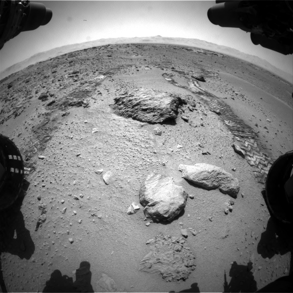 Nasa's Mars rover Curiosity acquired this image using its Front Hazard Avoidance Camera (Front Hazcam) on Sol 552, at drive 1214, site number 27
