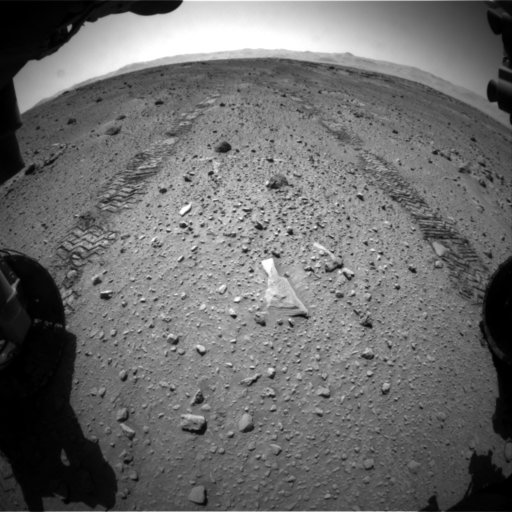 Nasa's Mars rover Curiosity acquired this image using its Front Hazard Avoidance Camera (Front Hazcam) on Sol 555, at drive 520, site number 28