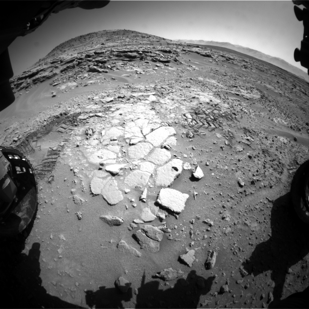 Nasa's Mars rover Curiosity acquired this image using its Front Hazard Avoidance Camera (Front Hazcam) on Sol 597, at drive 724, site number 31