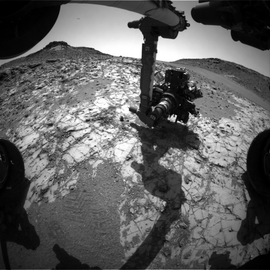 Nasa's Mars rover Curiosity acquired this image using its Front Hazard Avoidance Camera (Front Hazcam) on Sol 908, at drive 450, site number 45