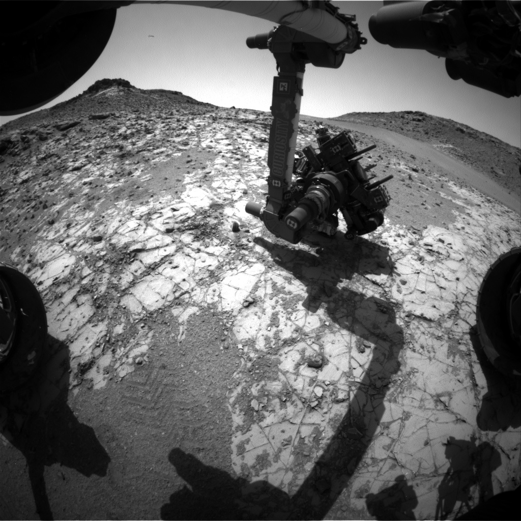Nasa's Mars rover Curiosity acquired this image using its Front Hazard Avoidance Camera (Front Hazcam) on Sol 923, at drive 450, site number 45