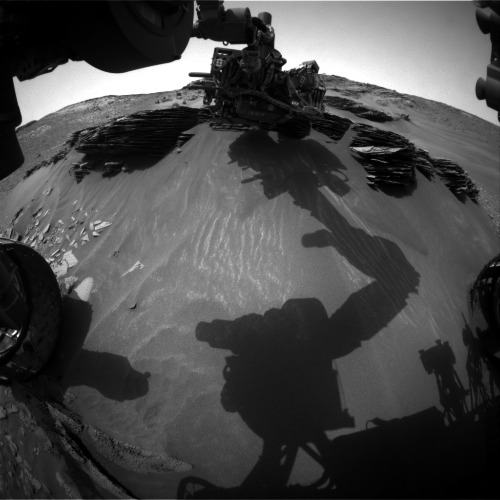 Nasa's Mars rover Curiosity acquired this image using its Front Hazard Avoidance Camera (Front Hazcam) on Sol 974, at drive 598, site number 47