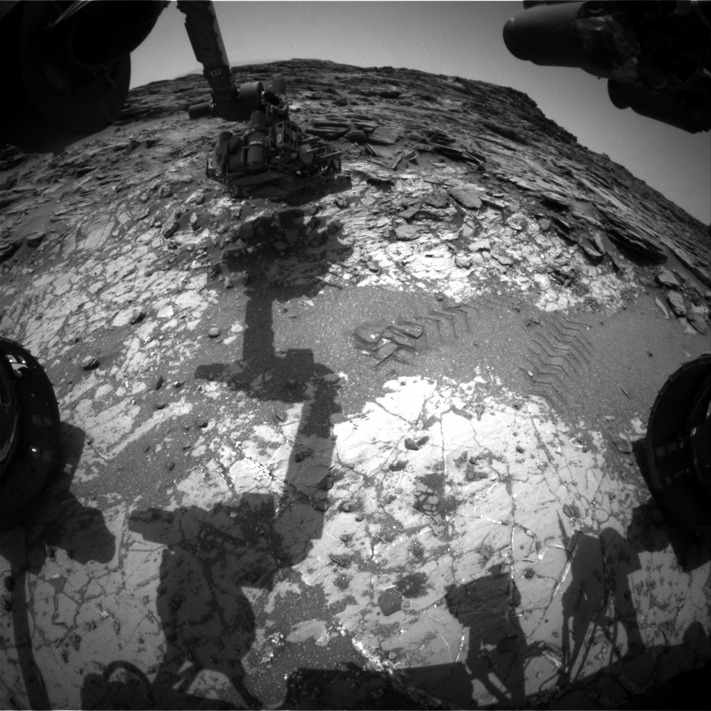 Nasa's Mars rover Curiosity acquired this image using its Front Hazard Avoidance Camera (Front Hazcam) on Sol 1032, at drive 1600, site number 48