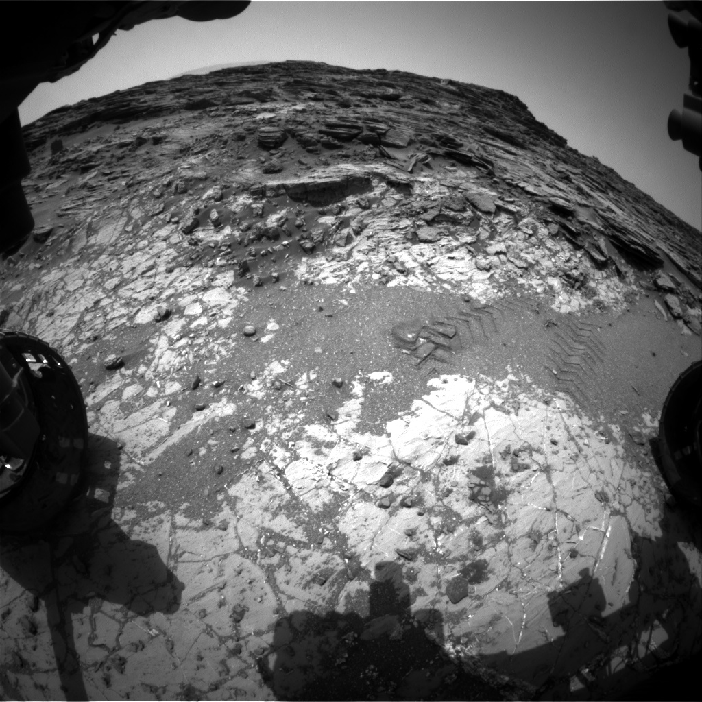 Nasa's Mars rover Curiosity acquired this image using its Front Hazard Avoidance Camera (Front Hazcam) on Sol 1034, at drive 1600, site number 48