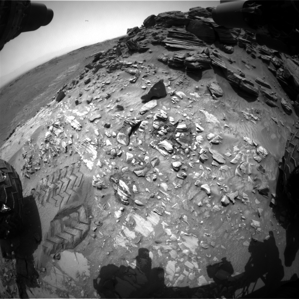 Nasa's Mars rover Curiosity acquired this image using its Front Hazard Avoidance Camera (Front Hazcam) on Sol 1055, at drive 2518, site number 48