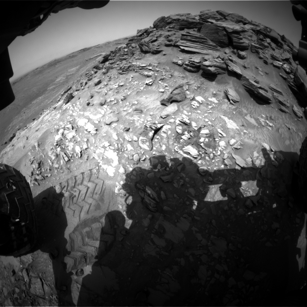 Nasa's Mars rover Curiosity acquired this image using its Front Hazard Avoidance Camera (Front Hazcam) on Sol 1056, at drive 2518, site number 48