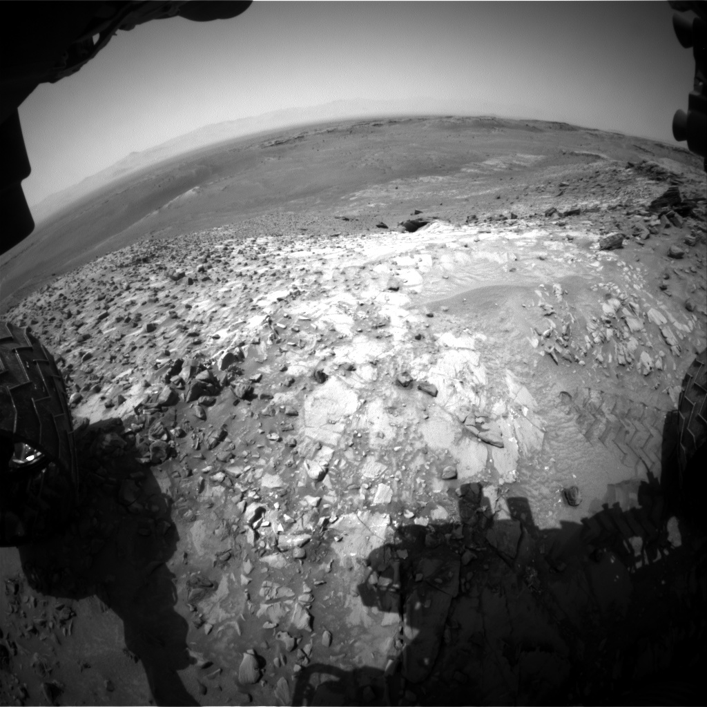 Nasa's Mars rover Curiosity acquired this image using its Front Hazard Avoidance Camera (Front Hazcam) on Sol 1056, at drive 2530, site number 48