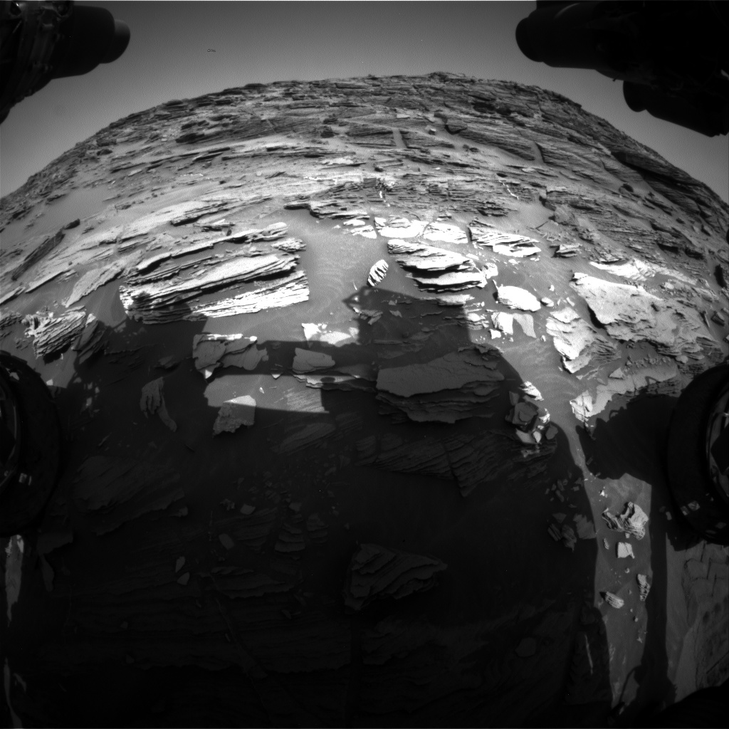 Nasa's Mars rover Curiosity acquired this image using its Front Hazard Avoidance Camera (Front Hazcam) on Sol 1087, at drive 1876, site number 49