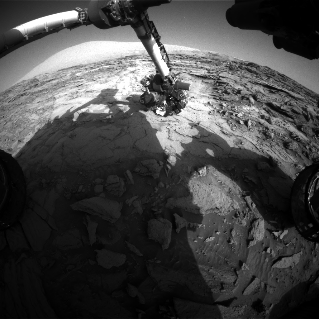 Nasa's Mars rover Curiosity acquired this image using its Front Hazard Avoidance Camera (Front Hazcam) on Sol 1124, at drive 592, site number 50