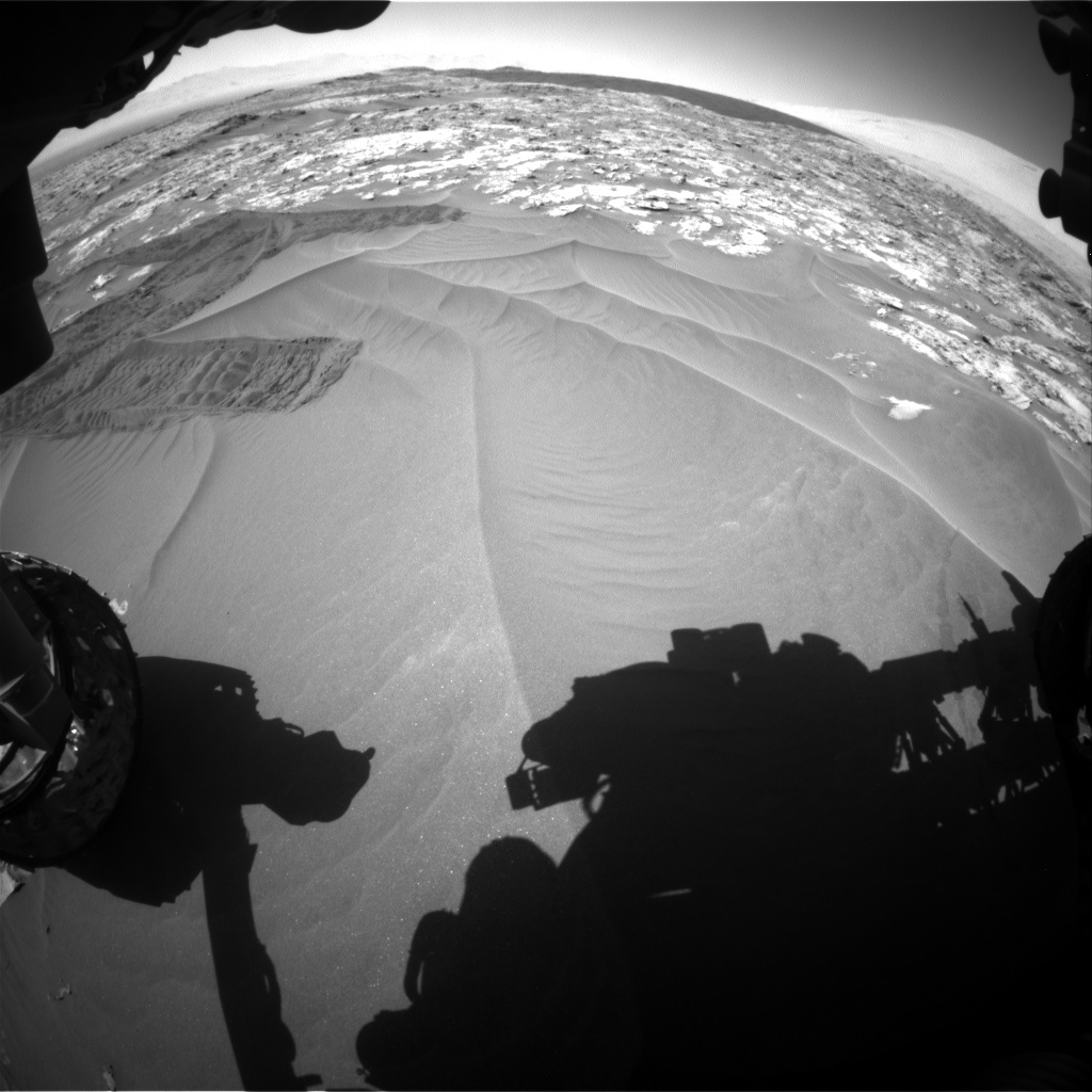 Nasa's Mars rover Curiosity acquired this image using its Front Hazard Avoidance Camera (Front Hazcam) on Sol 1185, at drive 1526, site number 51