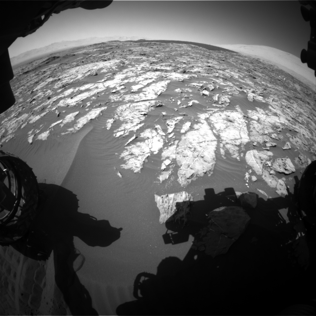 Nasa's Mars rover Curiosity acquired this image using its Front Hazard Avoidance Camera (Front Hazcam) on Sol 1185, at drive 1574, site number 51