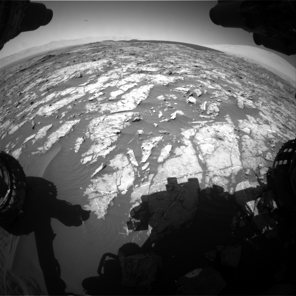 Nasa's Mars rover Curiosity acquired this image using its Front Hazard Avoidance Camera (Front Hazcam) on Sol 1185, at drive 1580, site number 51