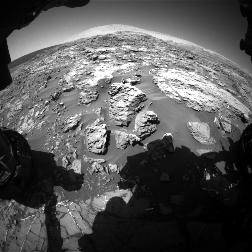 Nasa's Mars rover Curiosity acquired this image using its Front Hazard Avoidance Camera (Front Hazcam) on Sol 1187, at drive 1800, site number 51