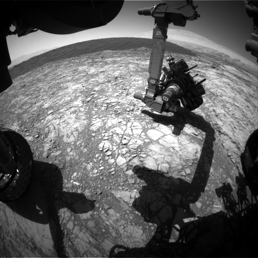 Nasa's Mars rover Curiosity acquired this image using its Front Hazard Avoidance Camera (Front Hazcam) on Sol 1192, at drive 2004, site number 51