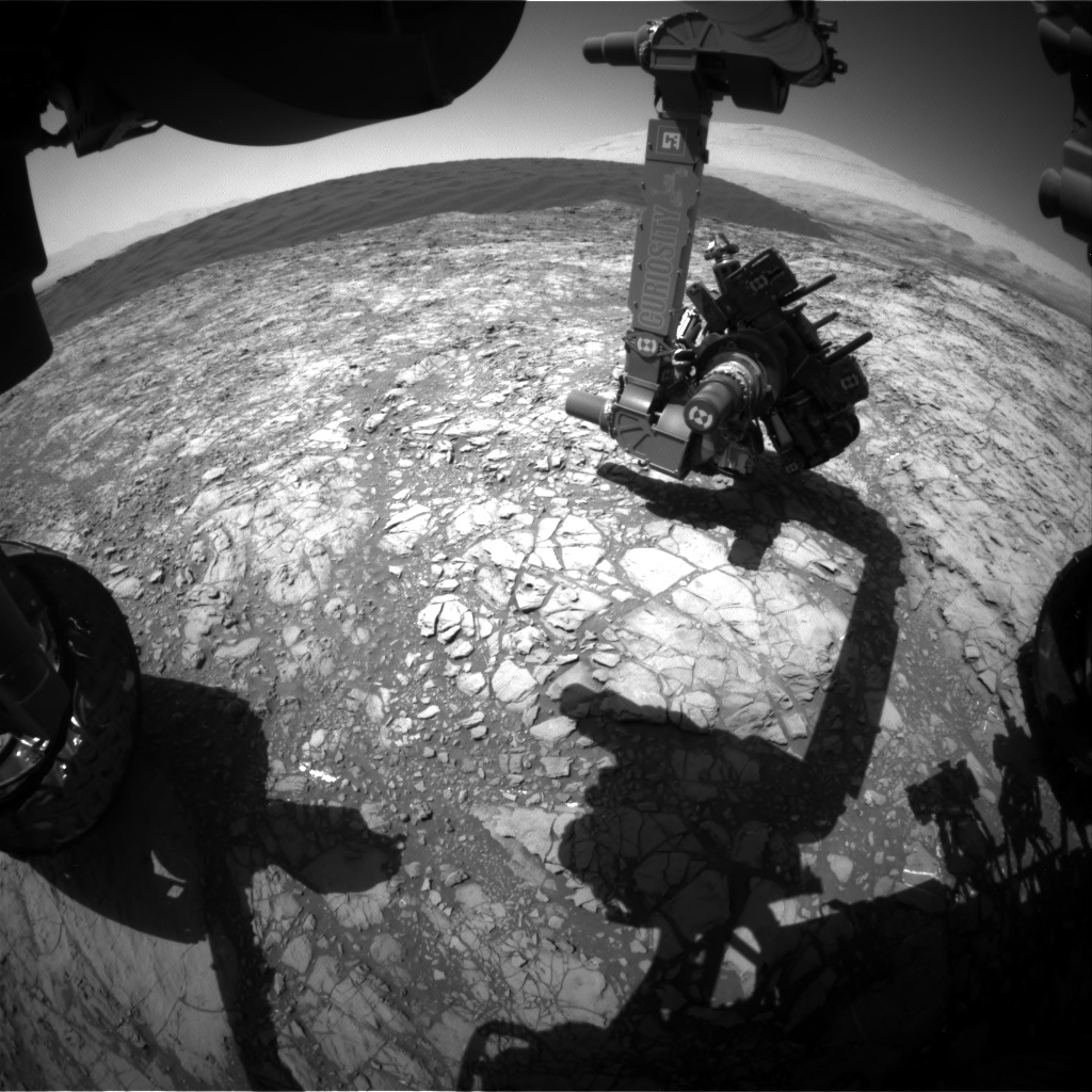 Nasa's Mars rover Curiosity acquired this image using its Front Hazard Avoidance Camera (Front Hazcam) on Sol 1192, at drive 2004, site number 51