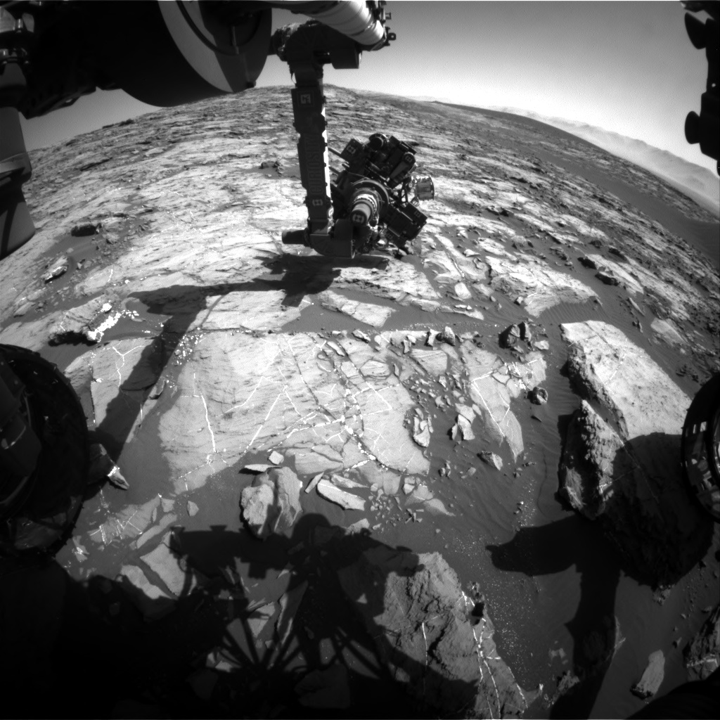 Nasa's Mars rover Curiosity acquired this image using its Front Hazard Avoidance Camera (Front Hazcam) on Sol 1203, at drive 0, site number 52
