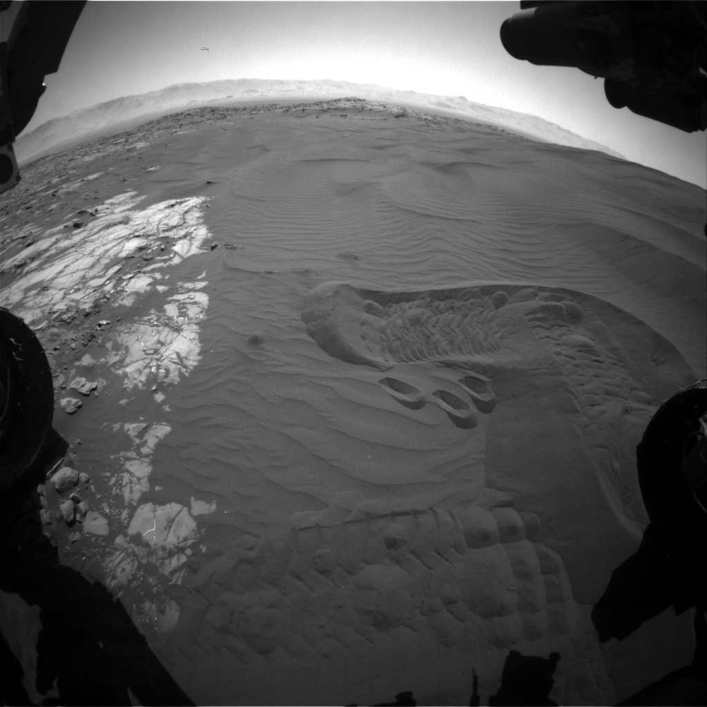 Nasa's Mars rover Curiosity acquired this image using its Front Hazard Avoidance Camera (Front Hazcam) on Sol 1232, at drive 1162, site number 52