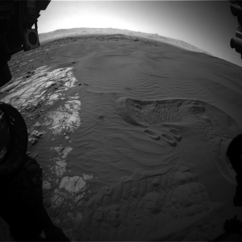 Nasa's Mars rover Curiosity acquired this image using its Front Hazard Avoidance Camera (Front Hazcam) on Sol 1235, at drive 1162, site number 52