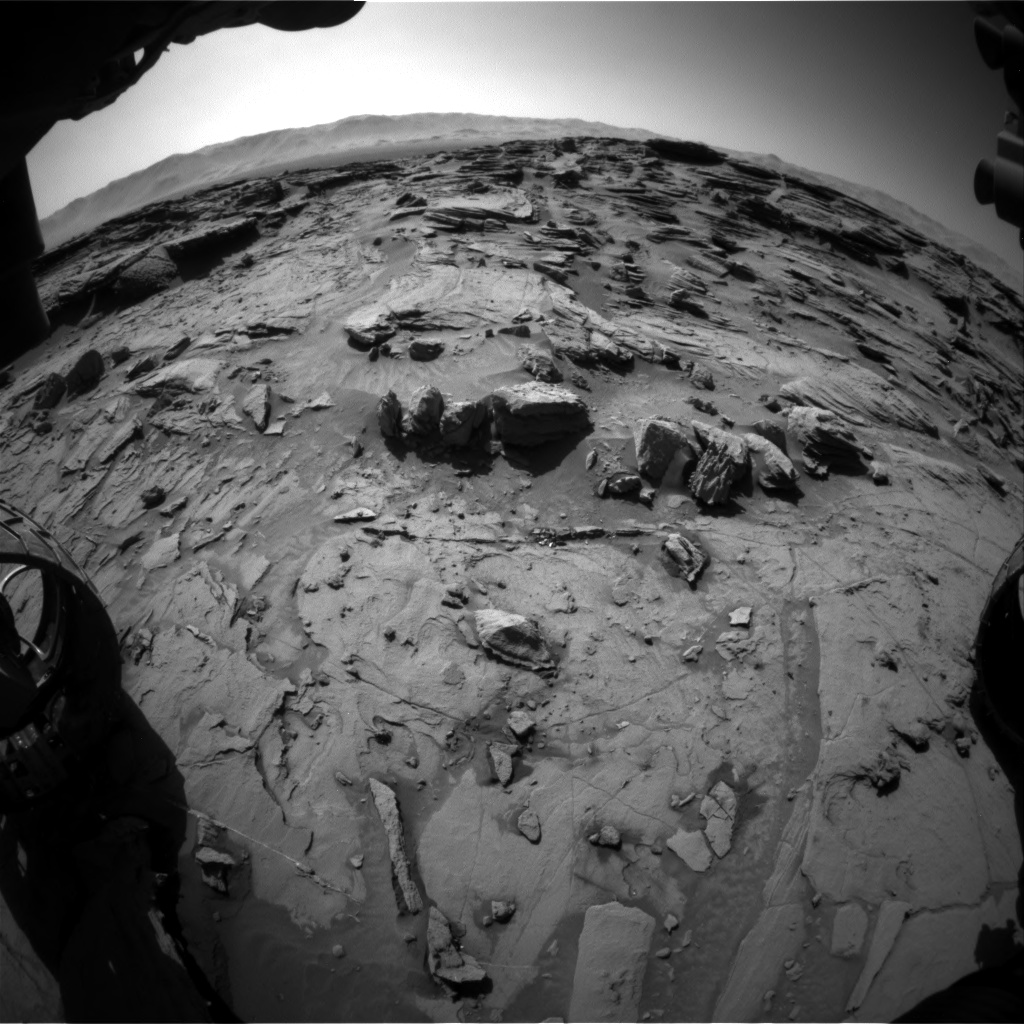 Nasa's Mars rover Curiosity acquired this image using its Front Hazard Avoidance Camera (Front Hazcam) on Sol 1301, at drive 0, site number 54