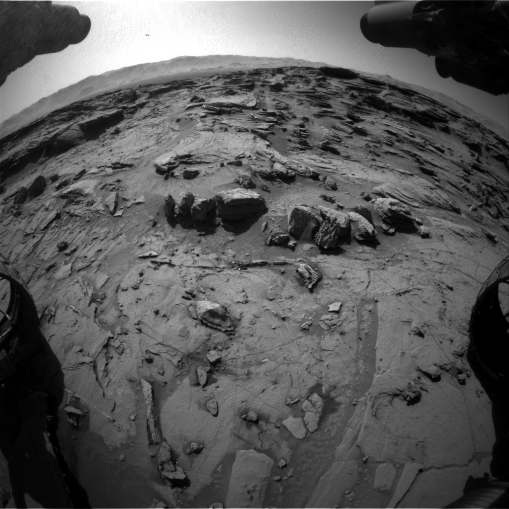Nasa's Mars rover Curiosity acquired this image using its Front Hazard Avoidance Camera (Front Hazcam) on Sol 1301, at drive 0, site number 54