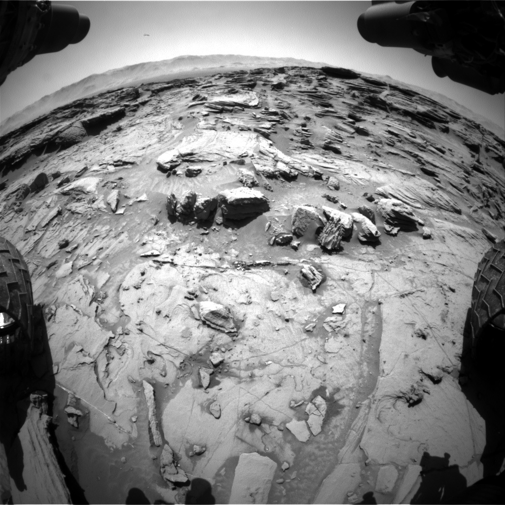 Nasa's Mars rover Curiosity acquired this image using its Front Hazard Avoidance Camera (Front Hazcam) on Sol 1303, at drive 6, site number 54