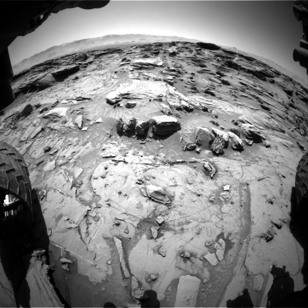 Nasa's Mars rover Curiosity acquired this image using its Front Hazard Avoidance Camera (Front Hazcam) on Sol 1304, at drive 6, site number 54