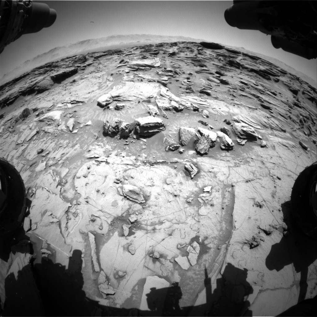 Nasa's Mars rover Curiosity acquired this image using its Front Hazard Avoidance Camera (Front Hazcam) on Sol 1306, at drive 10, site number 54