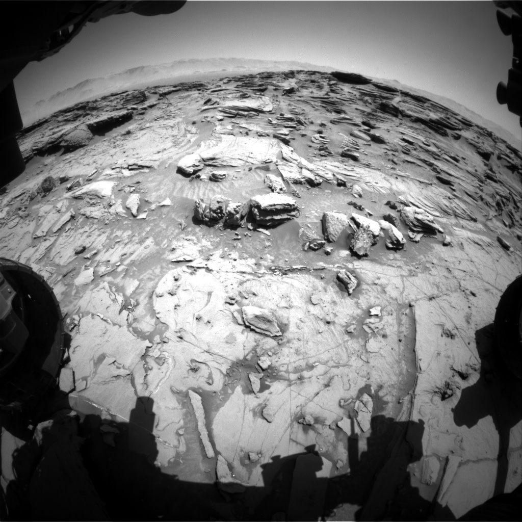 Nasa's Mars rover Curiosity acquired this image using its Front Hazard Avoidance Camera (Front Hazcam) on Sol 1309, at drive 10, site number 54
