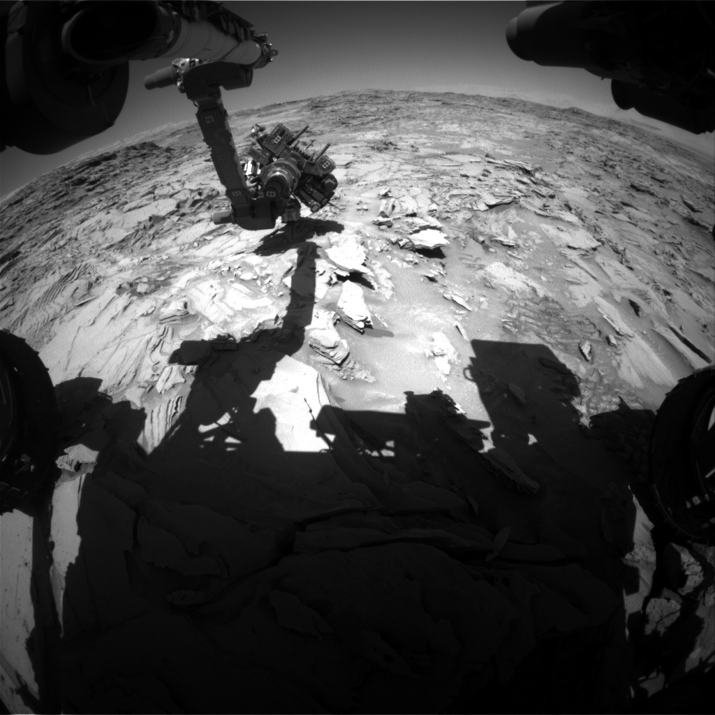 Nasa's Mars rover Curiosity acquired this image using its Front Hazard Avoidance Camera (Front Hazcam) on Sol 1315, at drive 388, site number 54