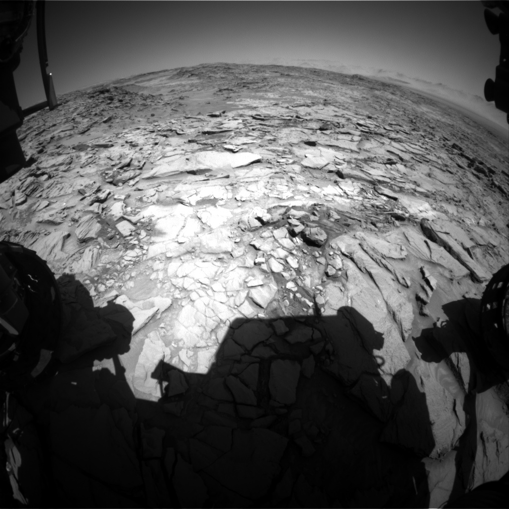 Nasa's Mars rover Curiosity acquired this image using its Front Hazard Avoidance Camera (Front Hazcam) on Sol 1323, at drive 746, site number 54