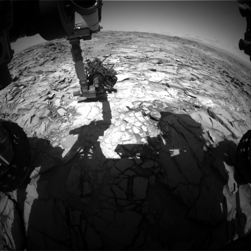 Nasa's Mars rover Curiosity acquired this image using its Front Hazard Avoidance Camera (Front Hazcam) on Sol 1328, at drive 746, site number 54