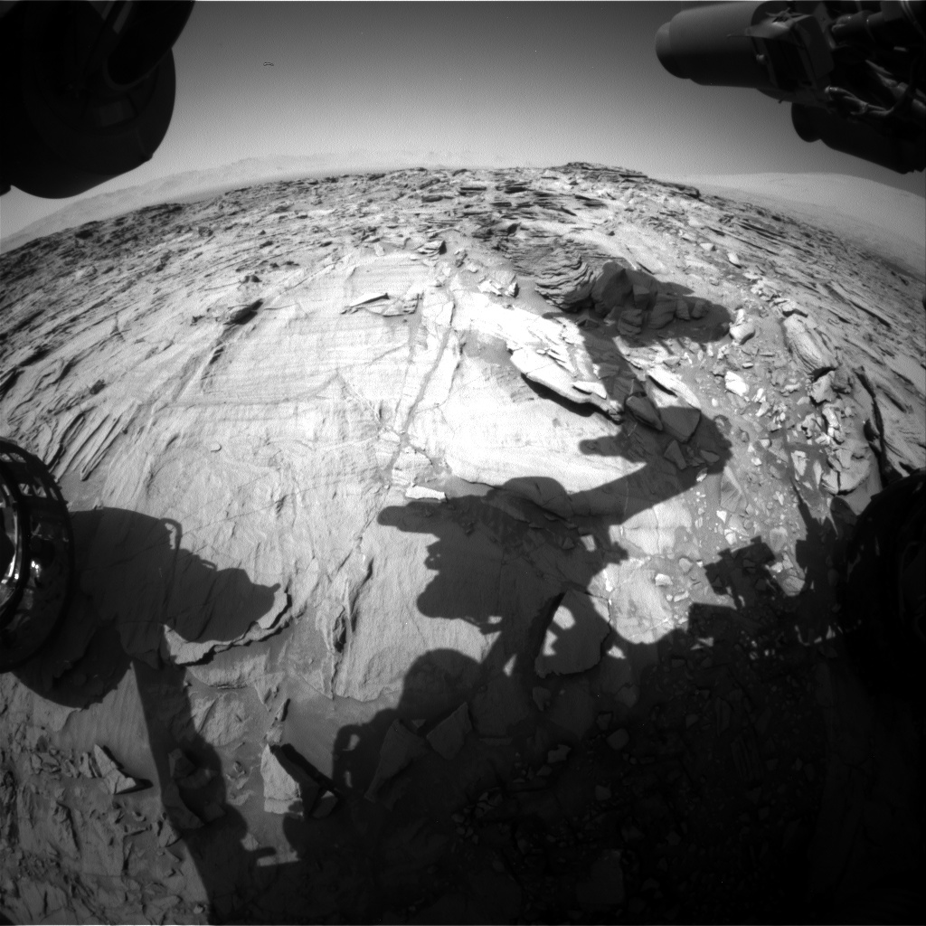 Nasa's Mars rover Curiosity acquired this image using its Front Hazard Avoidance Camera (Front Hazcam) on Sol 1329, at drive 938, site number 54