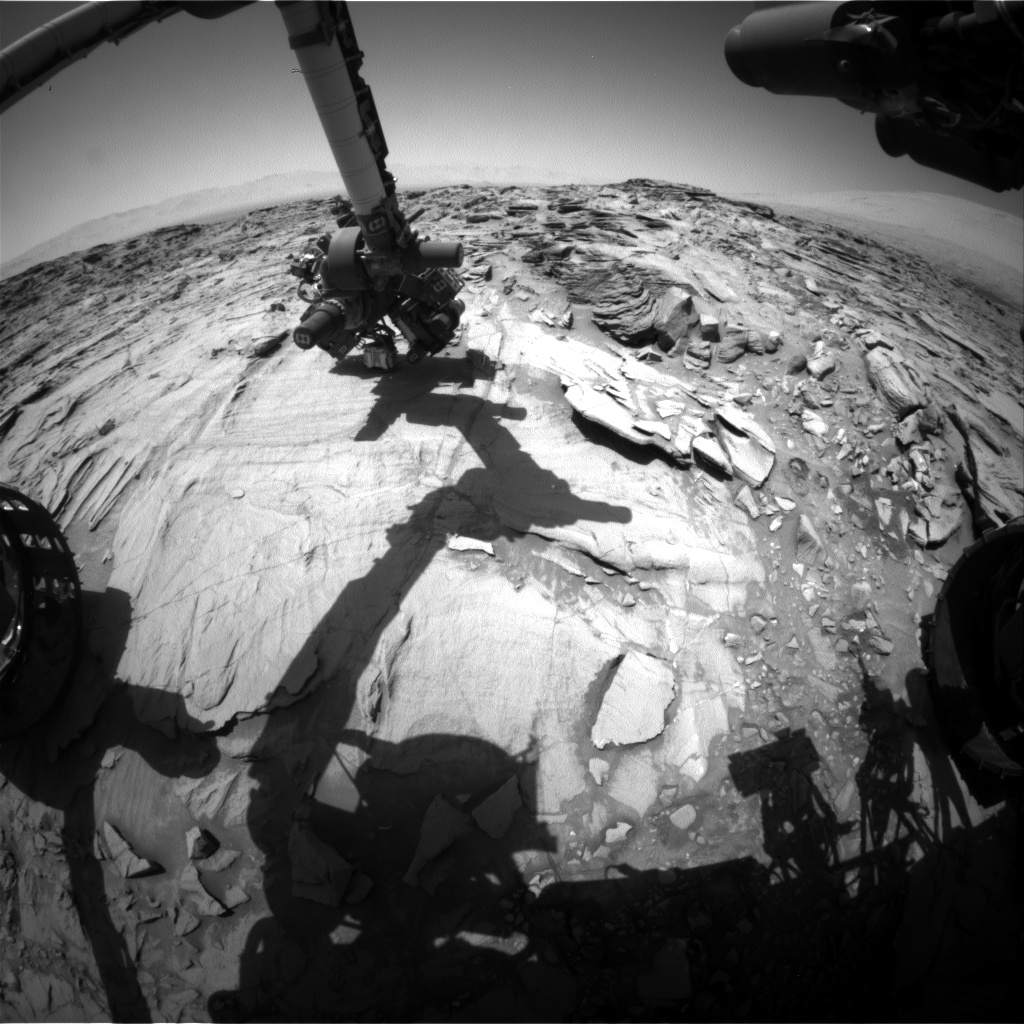 Nasa's Mars rover Curiosity acquired this image using its Front Hazard Avoidance Camera (Front Hazcam) on Sol 1331, at drive 938, site number 54