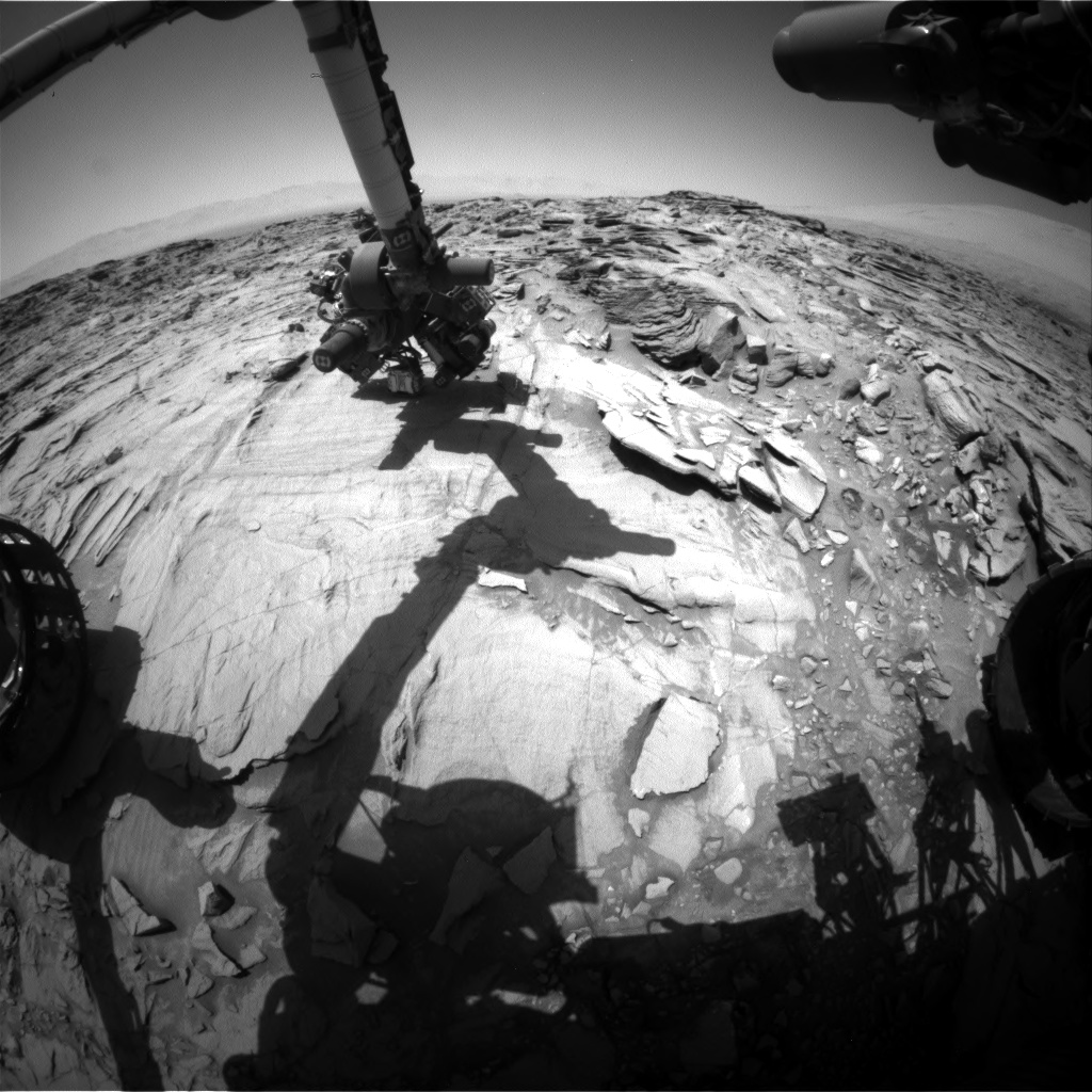 Nasa's Mars rover Curiosity acquired this image using its Front Hazard Avoidance Camera (Front Hazcam) on Sol 1331, at drive 938, site number 54