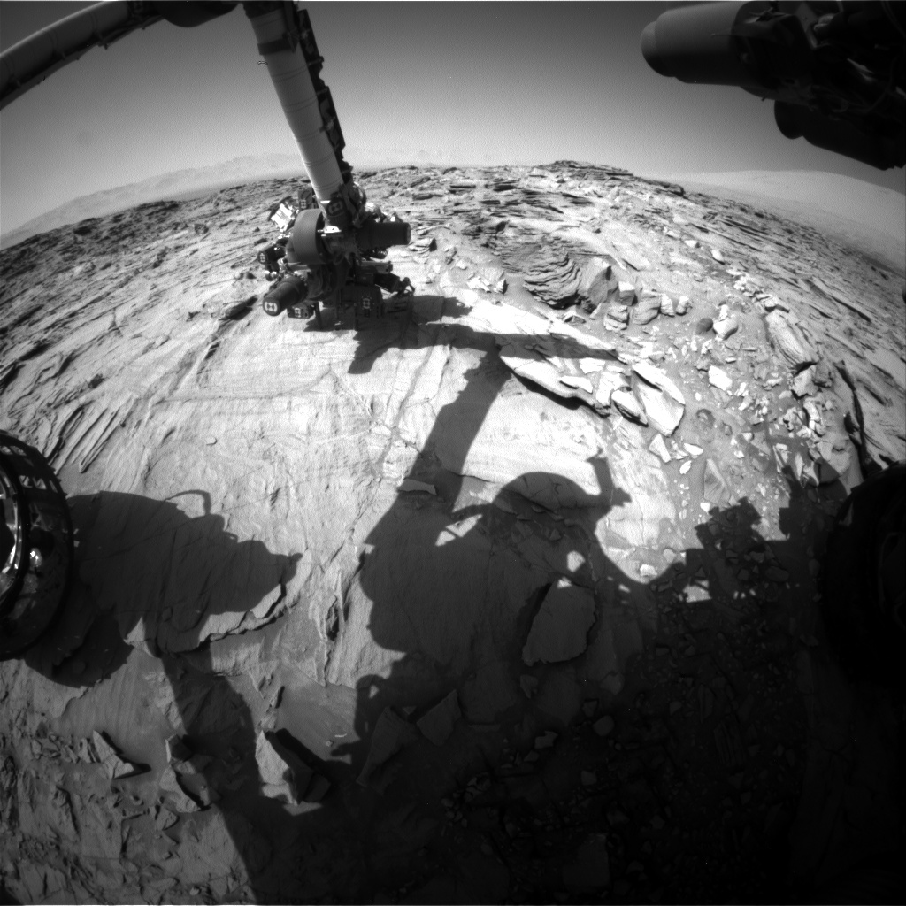 Nasa's Mars rover Curiosity acquired this image using its Front Hazard Avoidance Camera (Front Hazcam) on Sol 1332, at drive 938, site number 54