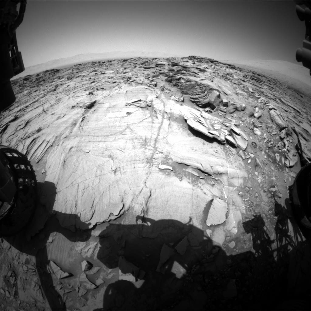 Nasa's Mars rover Curiosity acquired this image using its Front Hazard Avoidance Camera (Front Hazcam) on Sol 1334, at drive 938, site number 54