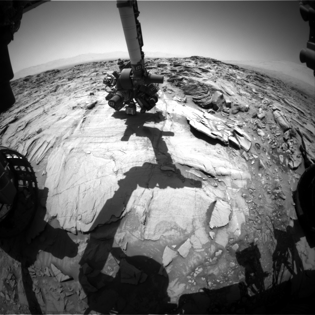 Nasa's Mars rover Curiosity acquired this image using its Front Hazard Avoidance Camera (Front Hazcam) on Sol 1338, at drive 938, site number 54
