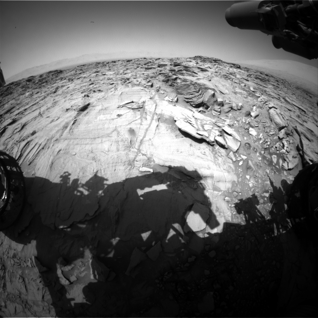 Nasa's Mars rover Curiosity acquired this image using its Front Hazard Avoidance Camera (Front Hazcam) on Sol 1338, at drive 938, site number 54