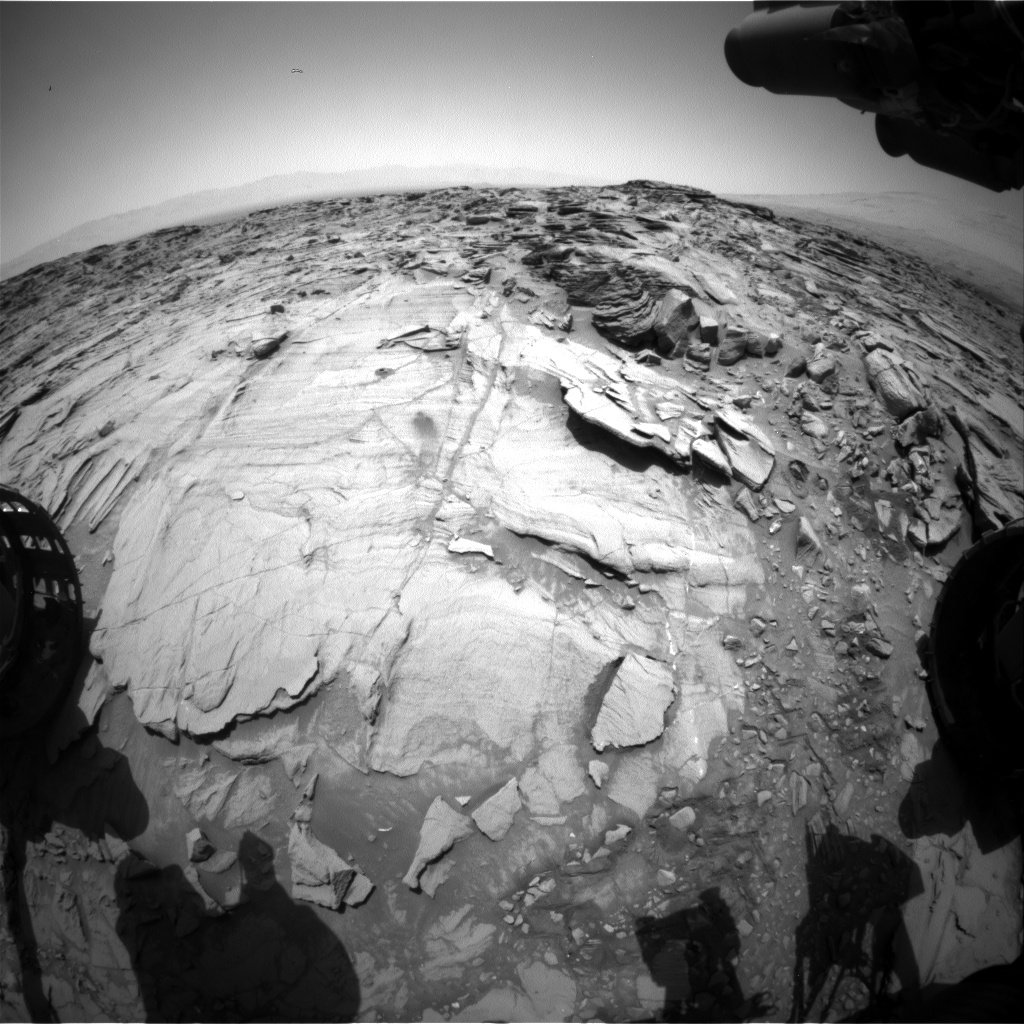 Nasa's Mars rover Curiosity acquired this image using its Front Hazard Avoidance Camera (Front Hazcam) on Sol 1341, at drive 938, site number 54