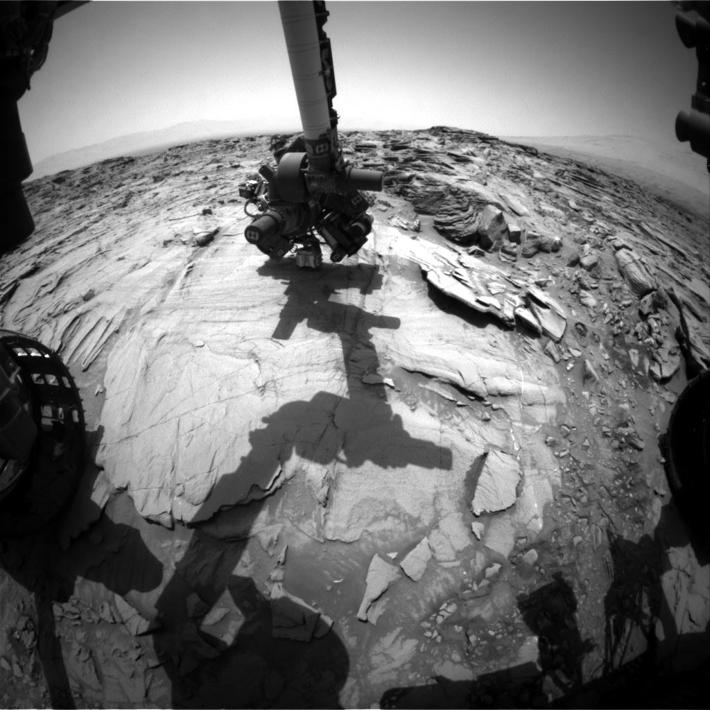 Nasa's Mars rover Curiosity acquired this image using its Front Hazard Avoidance Camera (Front Hazcam) on Sol 1342, at drive 938, site number 54