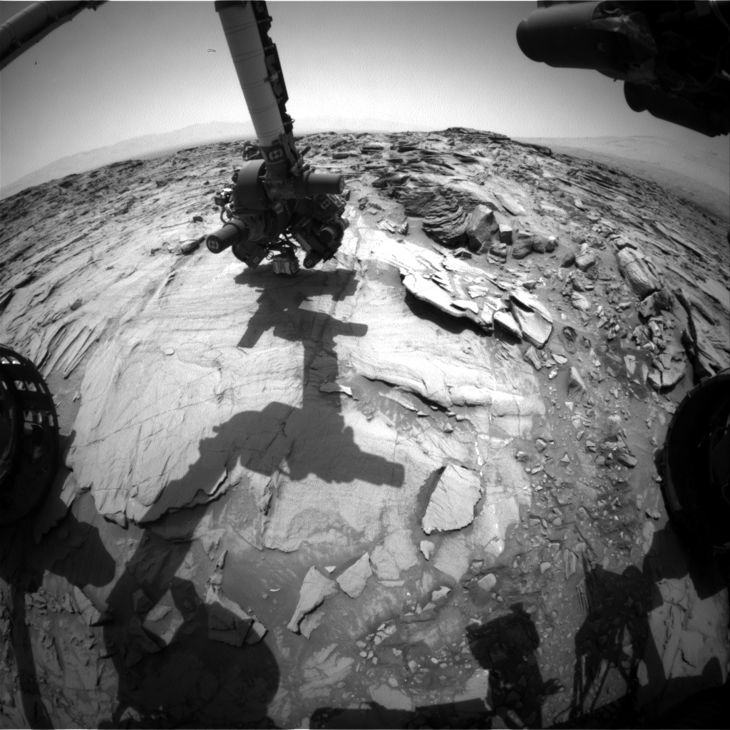 Nasa's Mars rover Curiosity acquired this image using its Front Hazard Avoidance Camera (Front Hazcam) on Sol 1342, at drive 938, site number 54