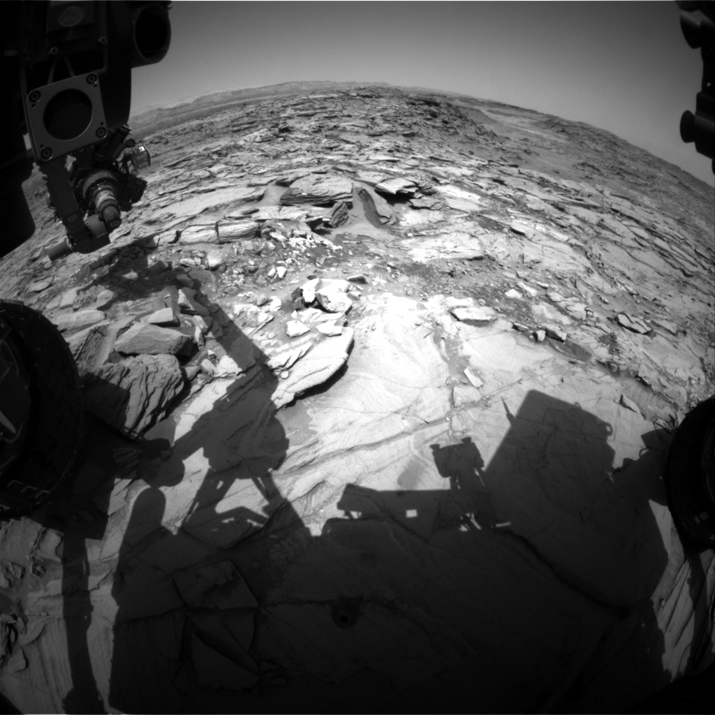 Nasa's Mars rover Curiosity acquired this image using its Front Hazard Avoidance Camera (Front Hazcam) on Sol 1344, at drive 992, site number 54