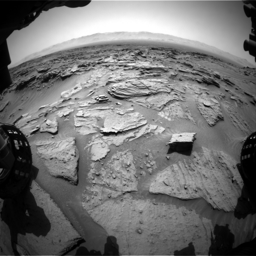 Nasa's Mars rover Curiosity acquired this image using its Front Hazard Avoidance Camera (Front Hazcam) on Sol 1346, at drive 1490, site number 54