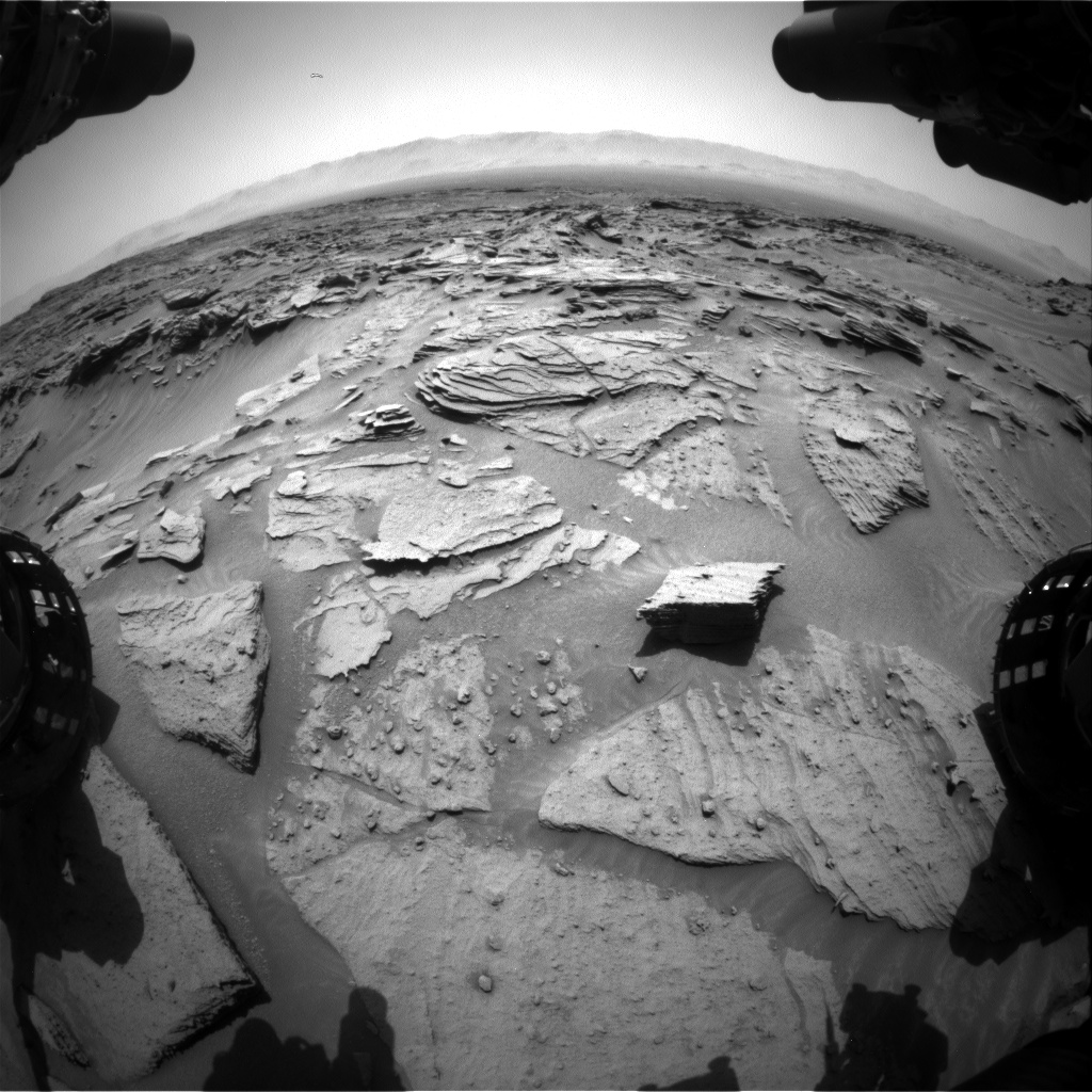 Nasa's Mars rover Curiosity acquired this image using its Front Hazard Avoidance Camera (Front Hazcam) on Sol 1346, at drive 1490, site number 54