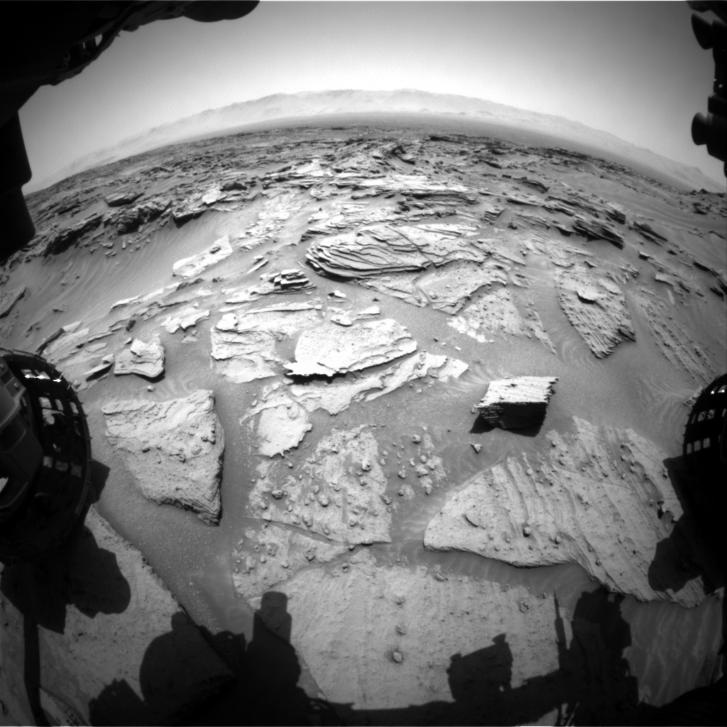 Nasa's Mars rover Curiosity acquired this image using its Front Hazard Avoidance Camera (Front Hazcam) on Sol 1347, at drive 1490, site number 54
